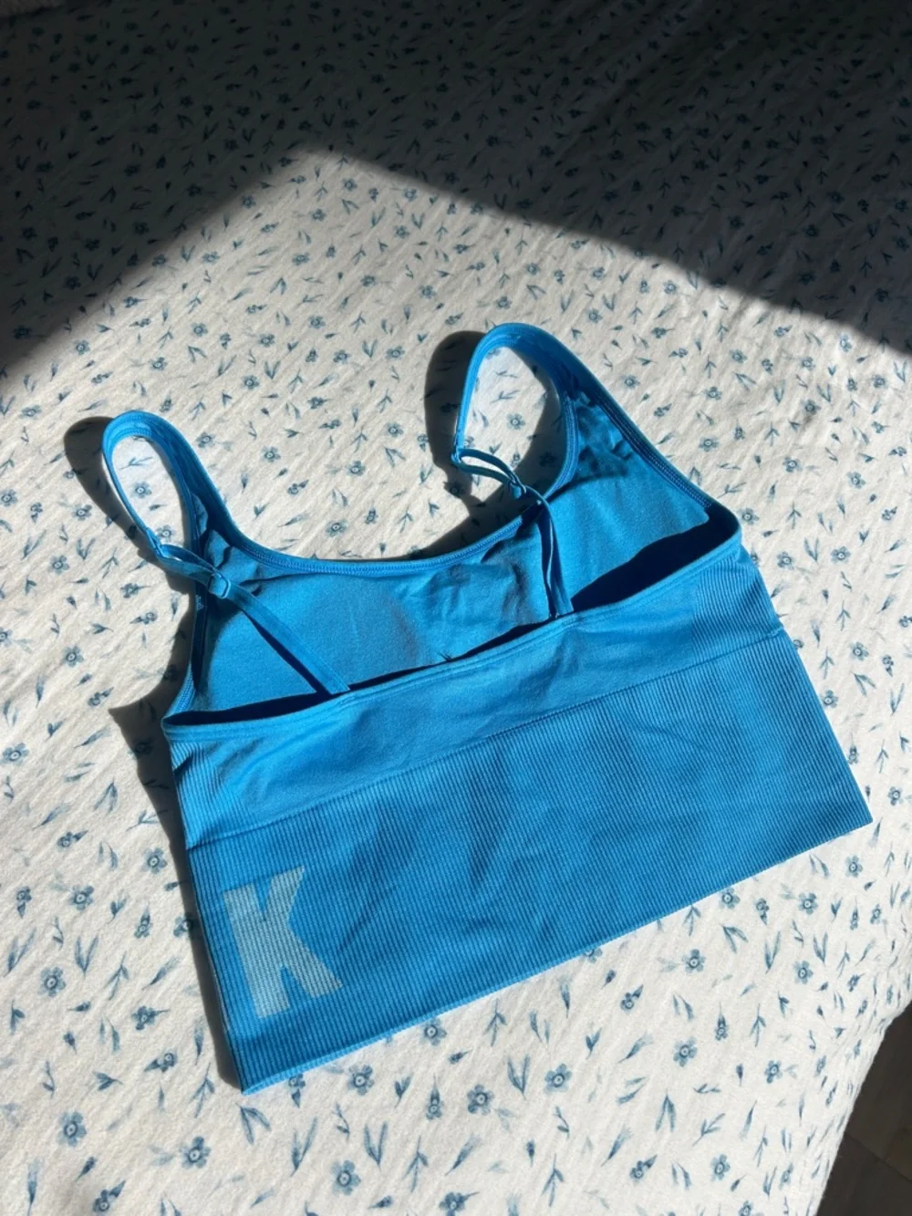PINK Bright Teal Blue Adjustable-Strap Sports Bra - Picture 3 of 3